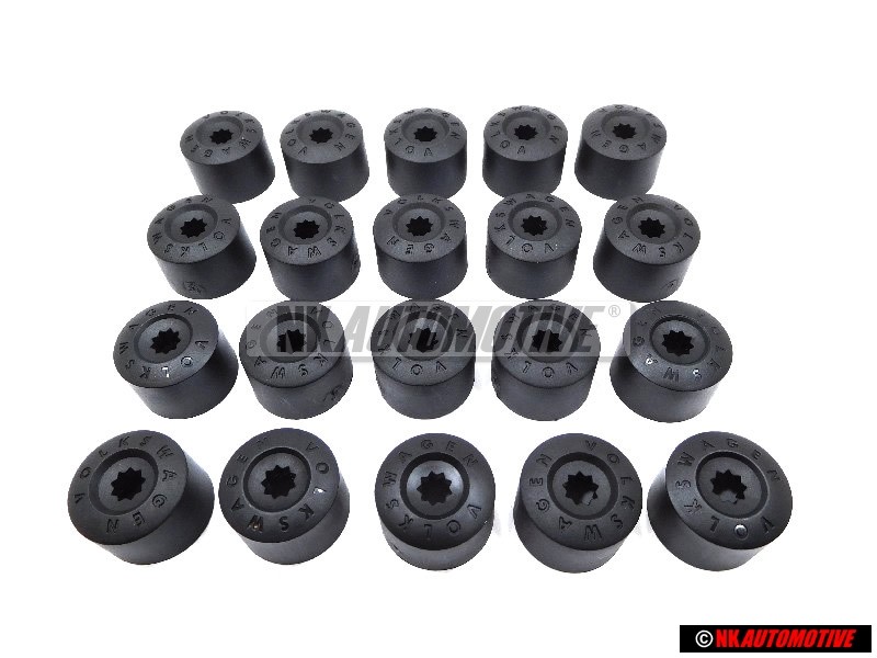 Original VW SET Wheel Nut Bolt Plastic Cover Caps w Locking Caps - Golf MK5/6/7