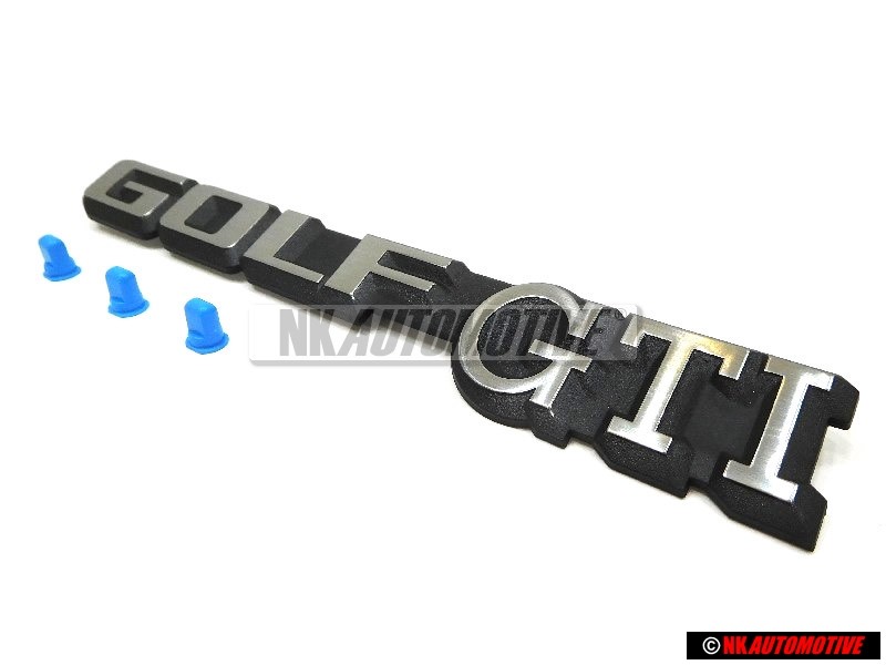 Original VW SET Golf GTI Boot Badge with 3 Fixing Clips - Golf MK2 Cabriolet