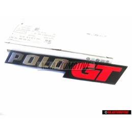 Original VW POLO GT Rear Boot Badge Emblem Brushed Silver Red - 861853750