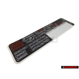 Original VW Attention Sticker For Toothbelt - 059010158A