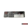 Original VW Sticker 'Attention' Change The Toothed Belt - 077010138B