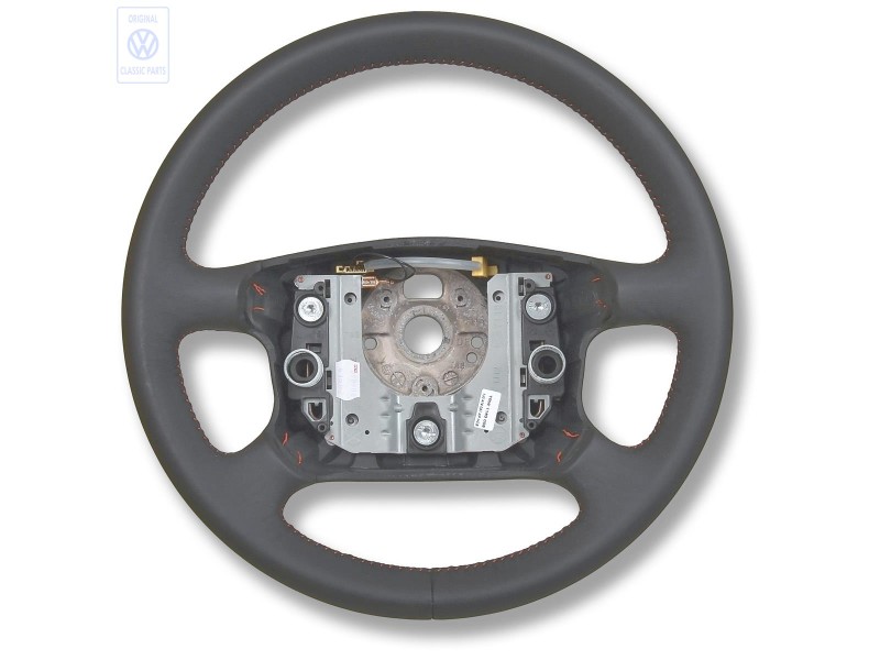 Original VW Steering Wheel Leather Black/Tropical Orange - 1J0419091APHCB