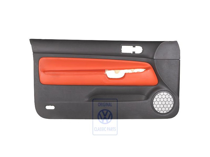 Original VW Door Panel Trim Leather Black/Tropical Orange - 1J3867011CGGEB