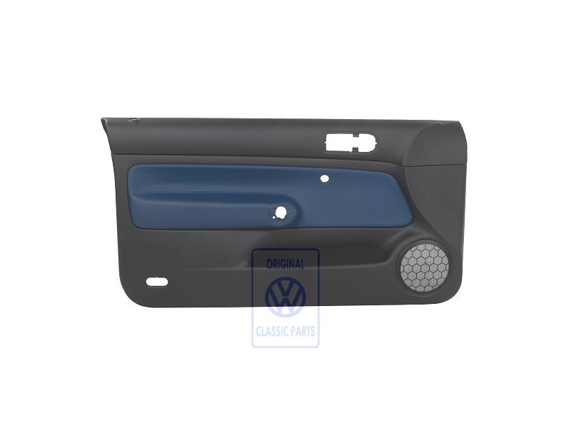 Original VW Door Panel Trim (Leather) Black/Jazz Blue - 1J3867011DNHSE