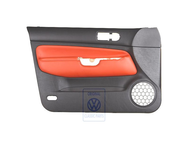 Original VW Door Panel Trim (Leather) Black/Tropical Orange - 1J4867011DFGEB
