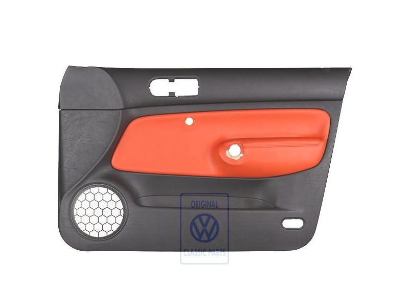 Original VW Door Panel Trim (Leather) Black/Tropical Orange - 1J4867012DCGEB