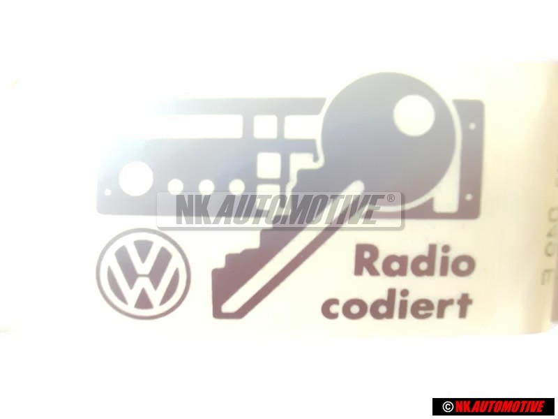 Original VW Sticker Decal RADIO CODING - 357010049E
