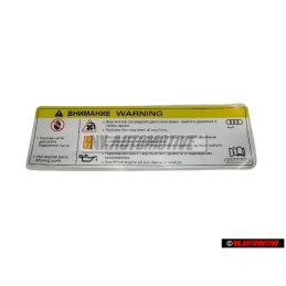 Original Audi Sign 'Caution' High Voltage Turn Off Engine - 8K0010520D