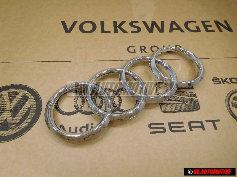 Original Audi Rings Front Grill Badge Emblem Chrome - 8T0853605