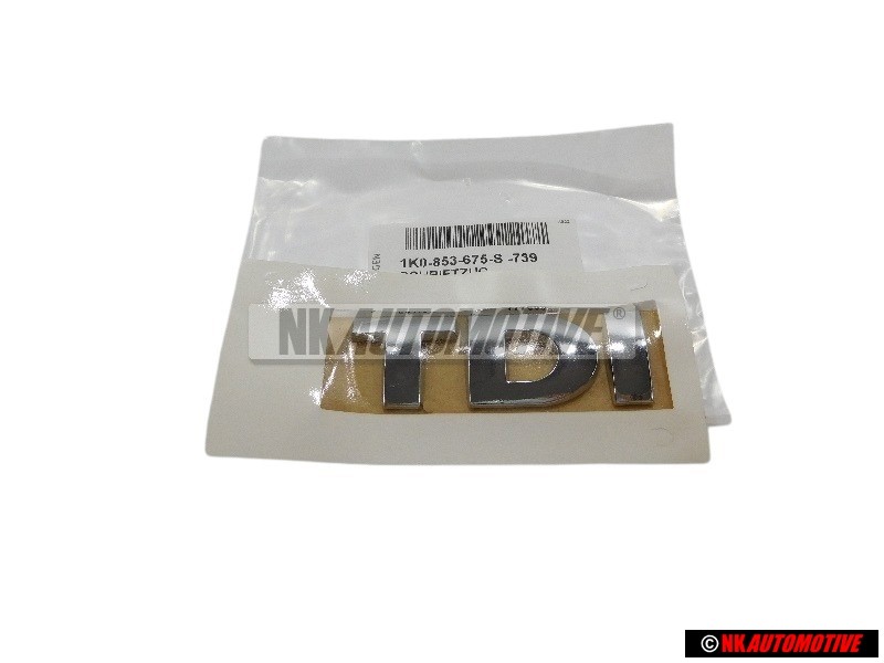 Original VW TDI Rear Boot Badge Emblem Chrome - 1K0853675S 739