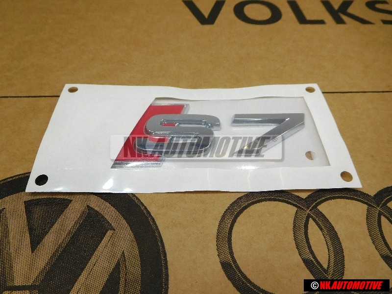 Original Audi S7 Rear Badge Emblem Chrome Red - 4G8853735 2ZZ