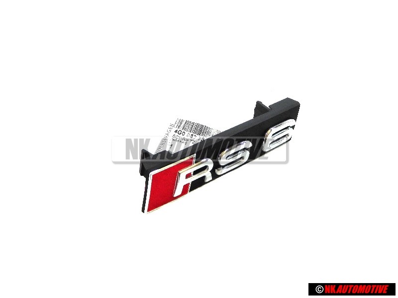 Original Audi RS6 Front Grill Badge Emblem Black Chrome Red - 4G0853736D 2ZZ