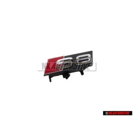 Original Audi S8 Front Grill Badge Emblem Black Chrome Red - 4H0853740A