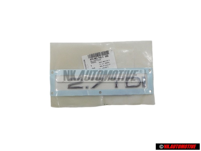 Original Audi 2.7 TDI Rear Boot Badge Emblem Chrome - 4F0853743C 2ZZ
