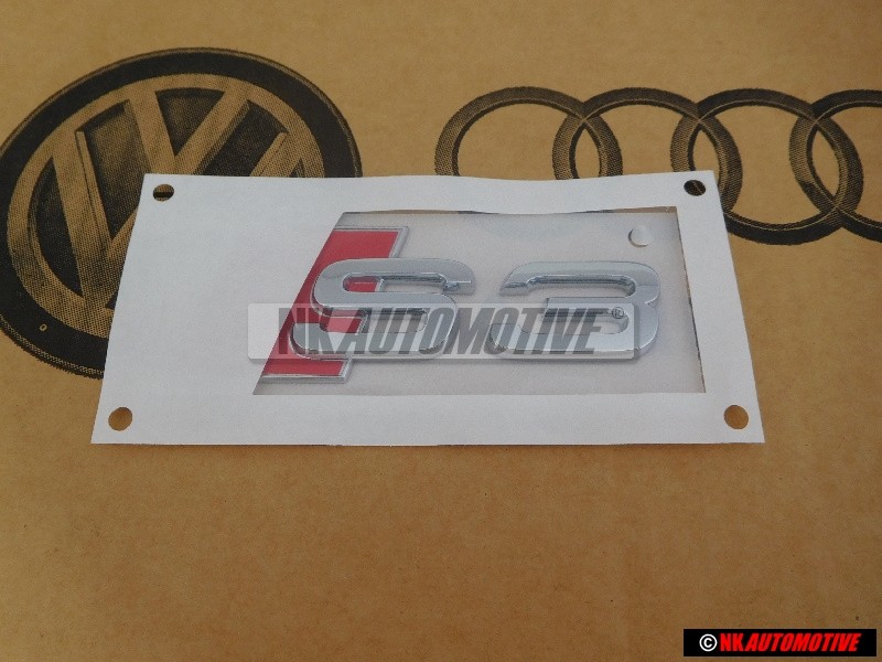 Original Audi S3 Rear Boot Badge Emblem Chrome Red - 8L0853735 2ZZ