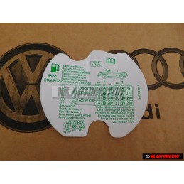 Original Audi Data Plate Tyre Pressure Cold - 8N7010200R