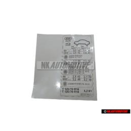Original Audi Data Plate For Tyre Pressure - 8V0010502H