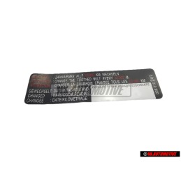 Original VW Sticker 'Attention' Change The Toothed Belt - 038010241