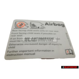 Original VW Sticker 'Airbag' When Using Child'S Seat - 1H0010079M