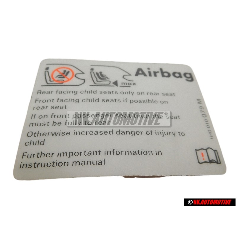 Original VW Sticker 'Airbag' When Using Child'S Seat - 1H0010079M