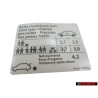 Original VW Data Plate For Tyre Pressure - 1T0010644G