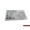 Original VW Data Plate For Tyre Pressure - 3B0010275F