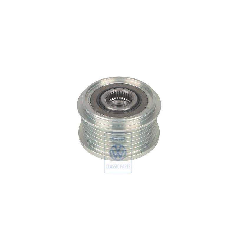 Original VW Poly V-Belt Pulley With Freewheel And Cover Cap - 038903119AC