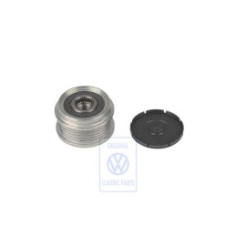 Original VW Poly V-Belt Pulley With Freewheel And Cover Cap - 038903119P