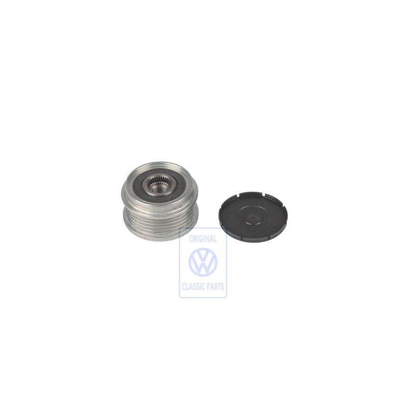 Original VW Poly V-Belt Pulley With Freewheel And Cover Cap - 038903119P