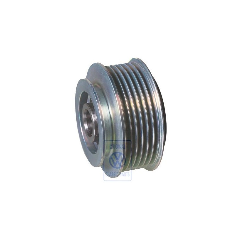 Original VW Poly V-Belt Pulley With Freewheel And Cover Cap - 074903119E