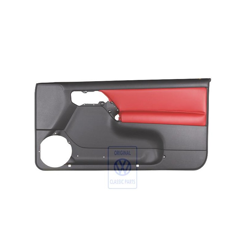Original VW Door Trim (Leather/Leatherette) Black/Red - 1E0867012APLPR