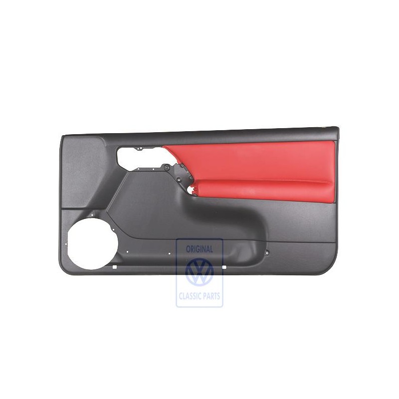 Original VW Door Trim (Leather/Leatherette) Black/Red - 1E0867012BALPR