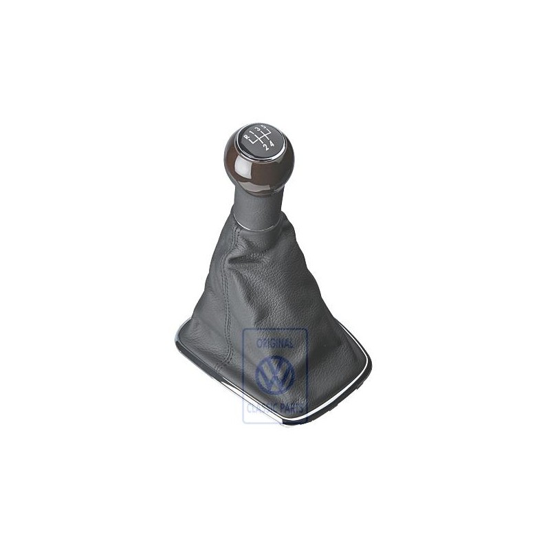 Original VW Gearstick Knob Wood/Leather With Boot - 1J0711113BSMBK