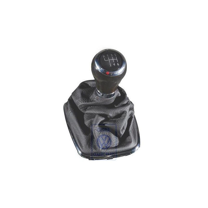 Original VW Gearstick Knob Wood/Leather With Gearstick Trim - 1J0711113EGQUM