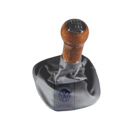 Original VW Gearstick Knob Wood Leather With Gearstick Trim - 1J0711113EHQUP