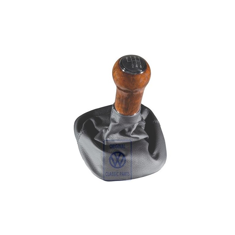 Original VW Gearstick Knob Wood Leather With Gearstick Trim - 1J0711113EHQUP