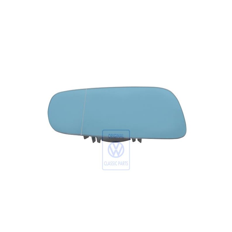 Original VW Mirror Glass Aspherical- Wide Angle Heated With Carrier - 1J2857522C