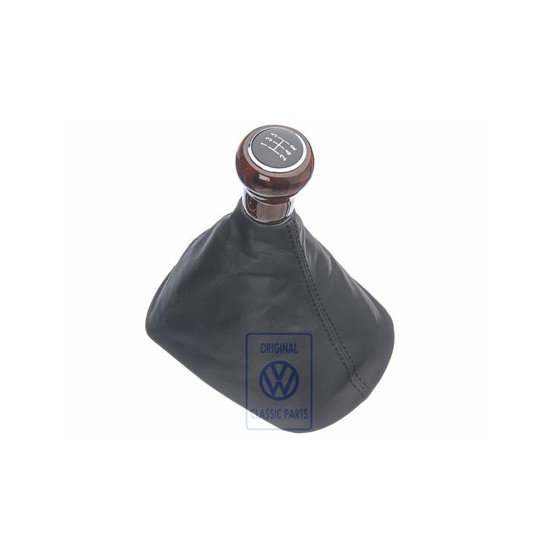 Original VW Gearstick Knob Wood With Gearstick Trim Leatherette - 3B0711113BLQUF