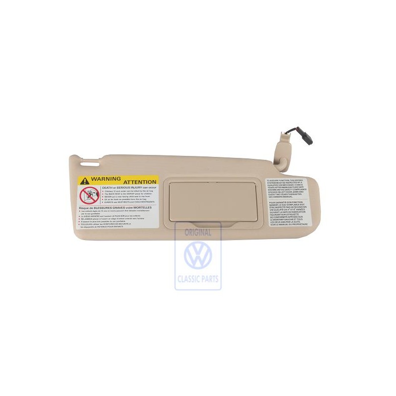Original VW Sun Visor With Mirror And Cover Cream Beige - 3B0857552E 9PY