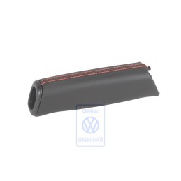 Original VW Handbrake Lever Grip Leather Black/Red - 7D0711327A PEP
