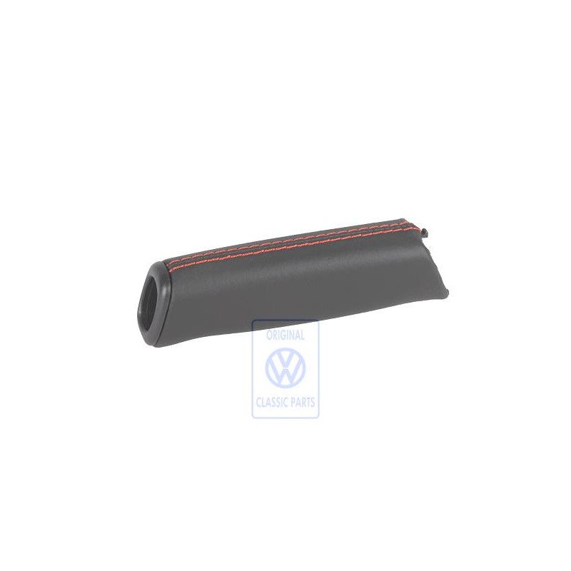 Original VW Handbrake Lever Grip Leather Black/Red - 7D0711327A PEP