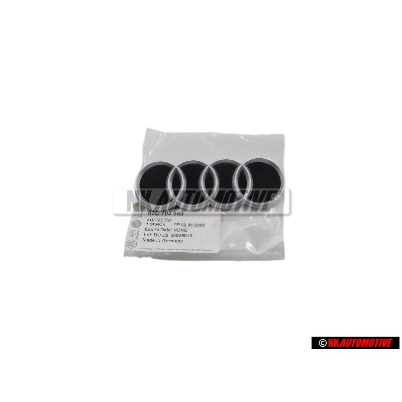 Original Audi Rings Engine Cover Badge Emblem Black Chrome - 07C103960