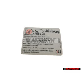Original VW Sticker 'Airbag' When Using Child'S Seat - 1H0010079S