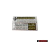 Original VW Data Plate For Tyre Pressure - 3C0010497T