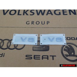 2x Original Audi V8 Side Badge Emblem Chrome - 8E0853601B