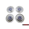 4x Original VW Center Hub Sliver Blue Cap - 1C0601149D GTT