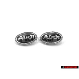 2x Original Audi Front Fender Side Badge Emblem Black Chrome - 8D0853621B 2ZZ