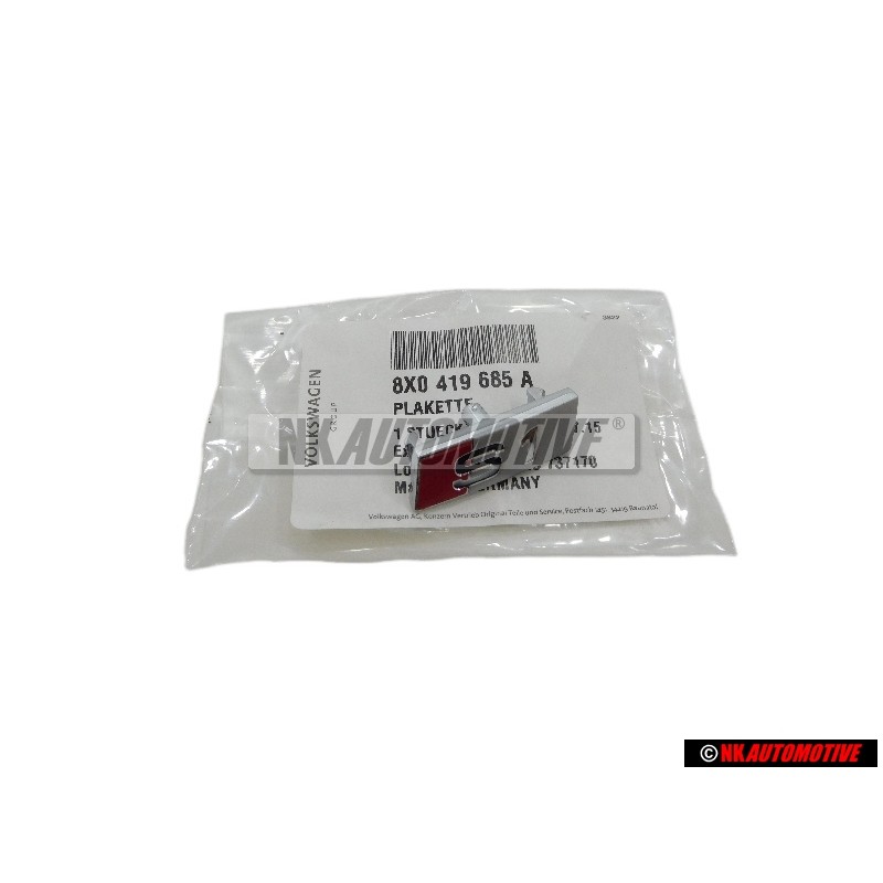Original Audi S1 Steering Wheel Badge Chrome Red - 8X0419685A