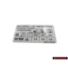 Original VW Data Plate For Tyre Pressure - 3B0010275R