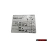 Original VW Data Plate For Tyre Pressure - 6Q0010300F
